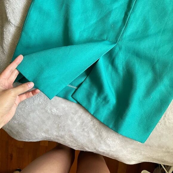 Vintage 80s High Waisted Teal Pencil Skirt - Picture 5 of 5